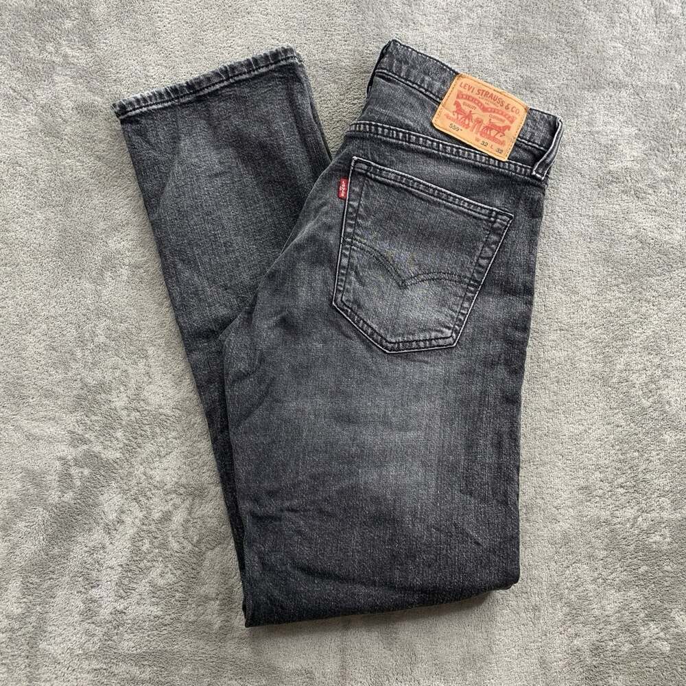 Levis 559 Jeans Mens 32x32” Faded Black Relaxed Straight Leg Mid Rise Denim